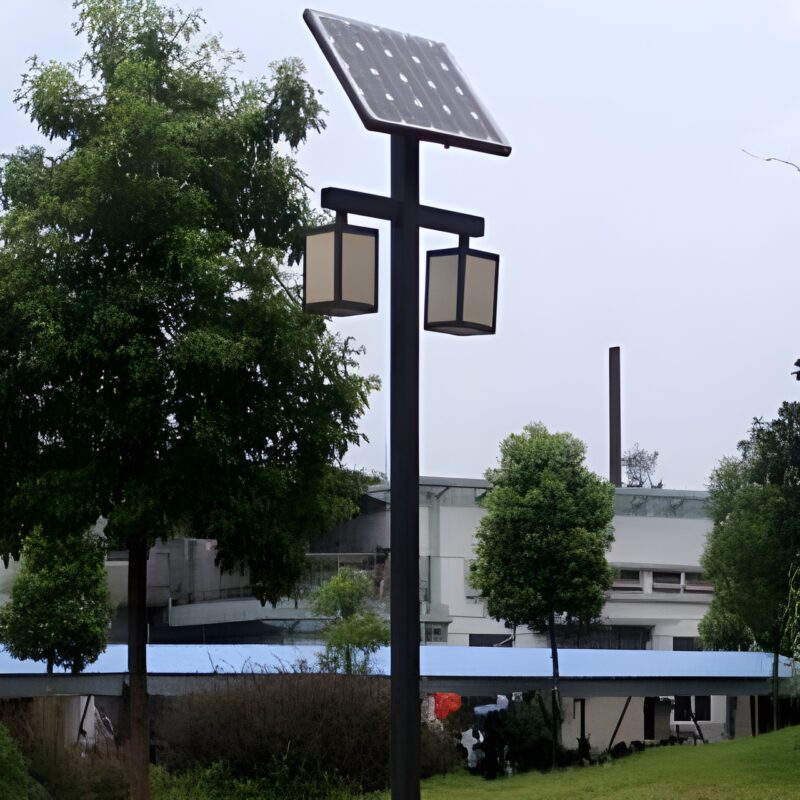 Solar lighting poles for parks and gardens