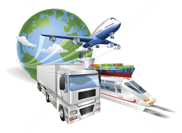 949419 stock photo global logistics concept airplane truck train ship